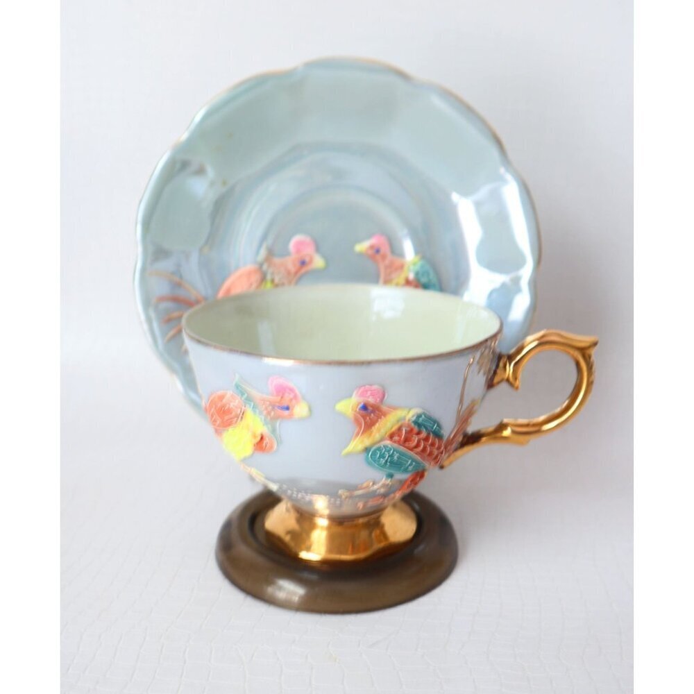 Vintage Lusterware Tea Cup & Saucer Teacup Dragonware